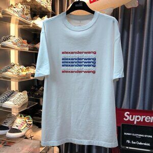 Retro Repeating Text Graphic T-shirt - Minimalist Aesthetic White Streetwear